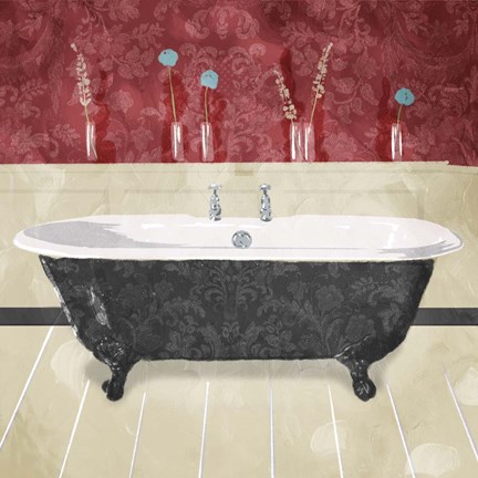 Framed Bathroom Florals Crimson 2 Print