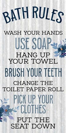 Framed Bath Rules Print