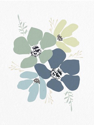 Framed Blue Hues Floral Print