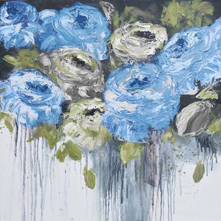 Framed Blue Cascading Delight 2 Print