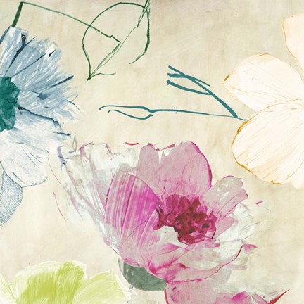 Framed Colorful Floral Composition I (detail) Print