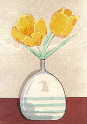 Framed Vase with Tulips I Print
