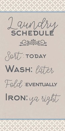 Framed Laundry Schedule Sort Print