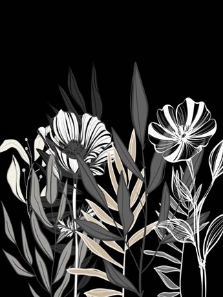 Framed Floral Leaves 1 Print