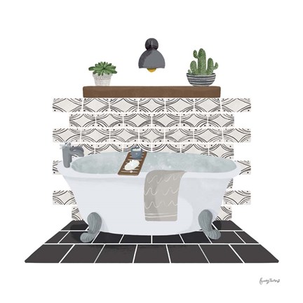 Framed Relaxing Bathroom II Dark Print
