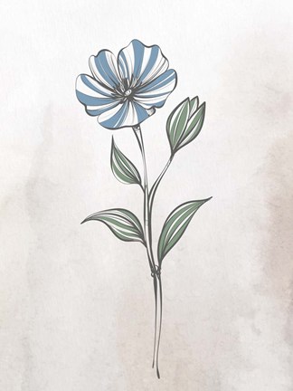 Framed Stone Floral Blues 2 Print