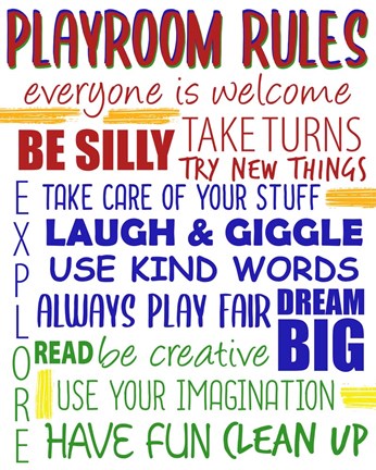 Framed Playroom Rules Print