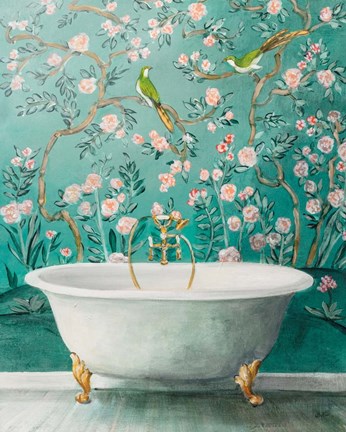 Framed Chinoiserie Bath II Print
