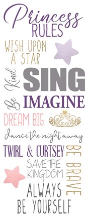 Framed Princess Rules A Print