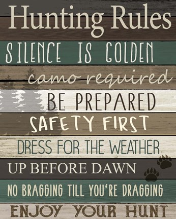 Framed Hunting Rules Print