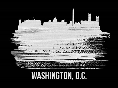 Framed Washington, D.C. Skyline Brush Stroke White Print
