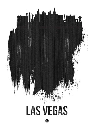 Framed Las Vegas Skyline Brush Stroke Black Print