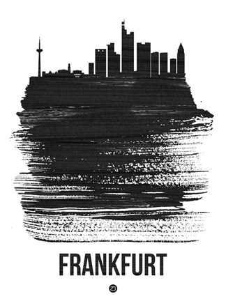 Framed Frankfurt Skyline Brush Stroke Black Print