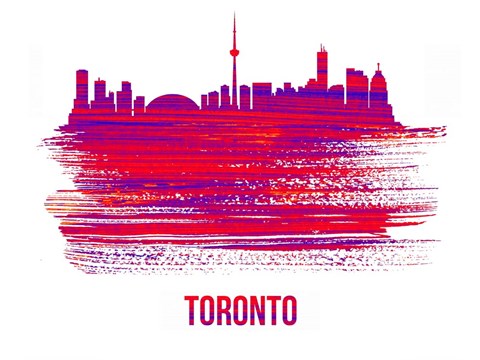 Framed Toronto Skyline Brush Stroke Red Print