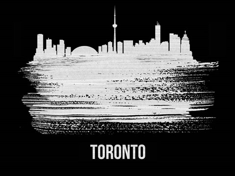 Framed Toronto Skyline Brush Stroke White Print