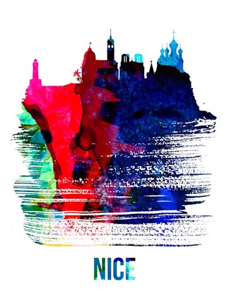 Framed Nice Skyline Brush Stroke Watercolor Print