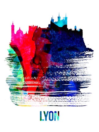 Framed Lyon Skyline Brush Stroke Watercolor Print
