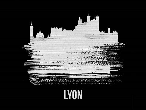 Framed Lyon Skyline Brush Stroke White Print