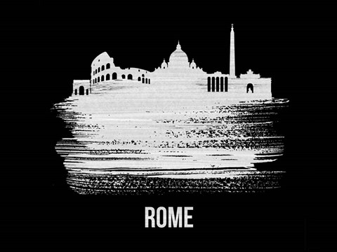 Framed Rome Skyline Brush Stroke White Print