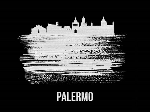 Framed Palermo Skyline Brush Stroke White Print