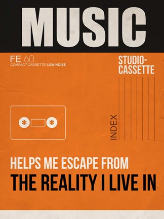 Framed Music Is Escape Print