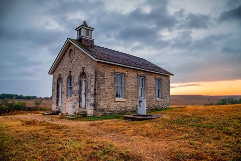 Framed Stormy Morning at the Lower Fox Creek Schoolhouse Print