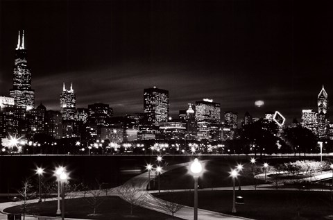 Framed Chicago at Night Print