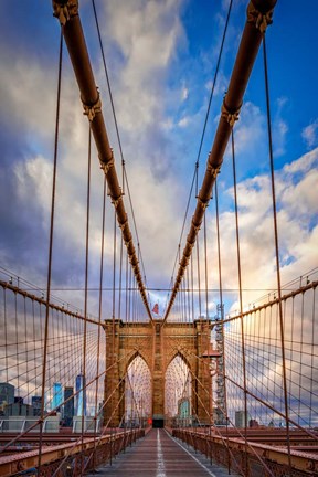 Framed Spring Evening on the Brooklyn Bridge Print