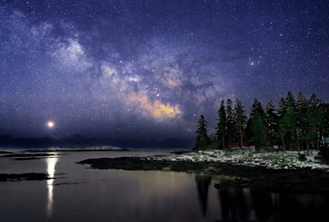 Framed Milky Way Over the Sheepscot River Print