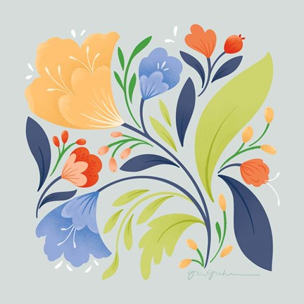 Framed Floral Study II Bright Print