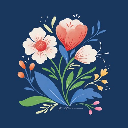 Framed Flower Field I Bright Sq Print