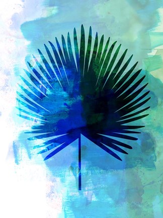 Framed Tropical Chamaerops Leaf Watercolor Print