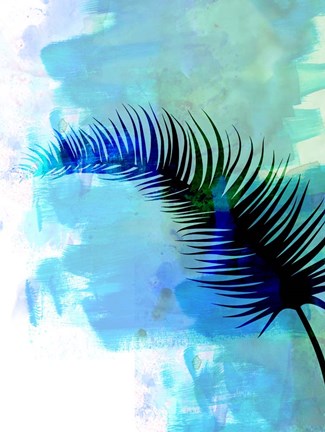 Framed Blue Leaf Watercolor I Print