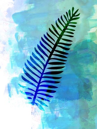 Framed Blue Leaf Watercolor II Print