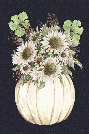 Framed Sunflowers on Navy Print