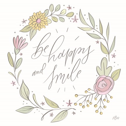 Framed Be Happy and Smile Print