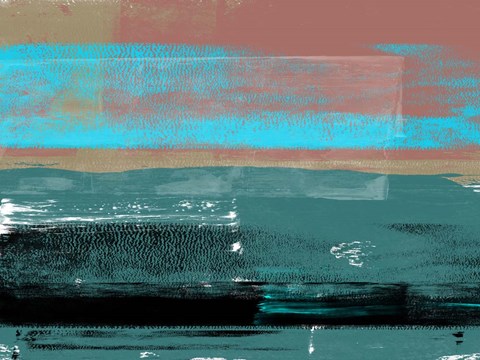 Framed Blue and Brown Abstract Composition Print