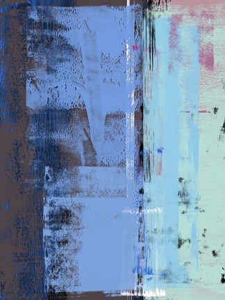 Framed Turquoise Blue Abstract Composition I Print