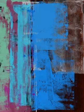 Framed Turquoise Blue and Biege Abstract Composition I Print