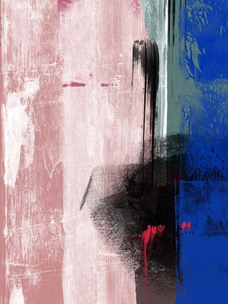 Framed Blue and Black Abstract Composition I Print