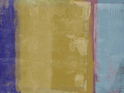 Framed Abstract Mustard and Blue Print