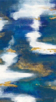 Framed Blue Texture II Gold Crop Print