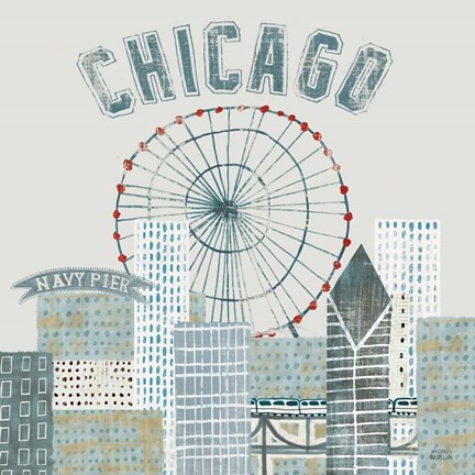 Framed Chicago Landmarks III Print
