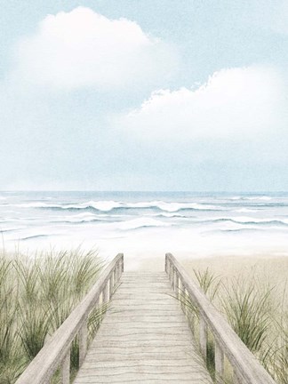 Framed Wooden Path To The Beach Print