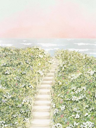 Framed Floral Path To The Beach Print