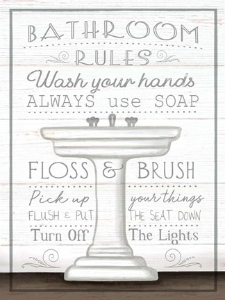 Framed Bathroom Rules Print