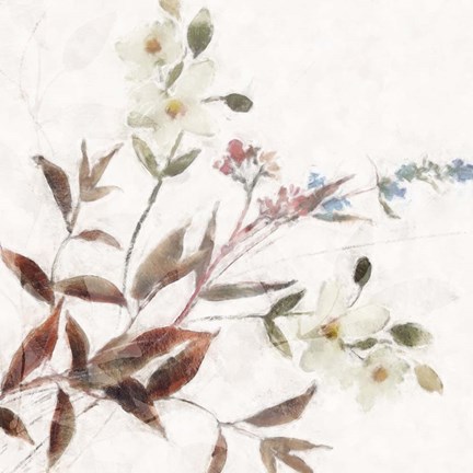 Framed Neutral Wild Flowers Print