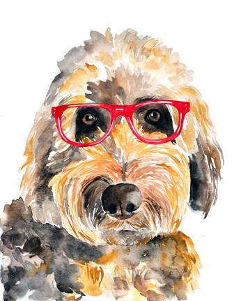 Framed Goldendoodle in Glasses Print