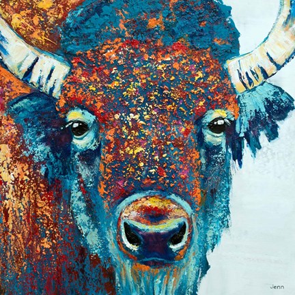 Framed Bison Sunrise Print