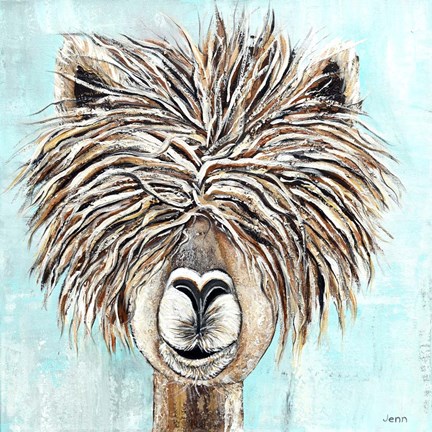 Framed Crazy Hair Llama Print